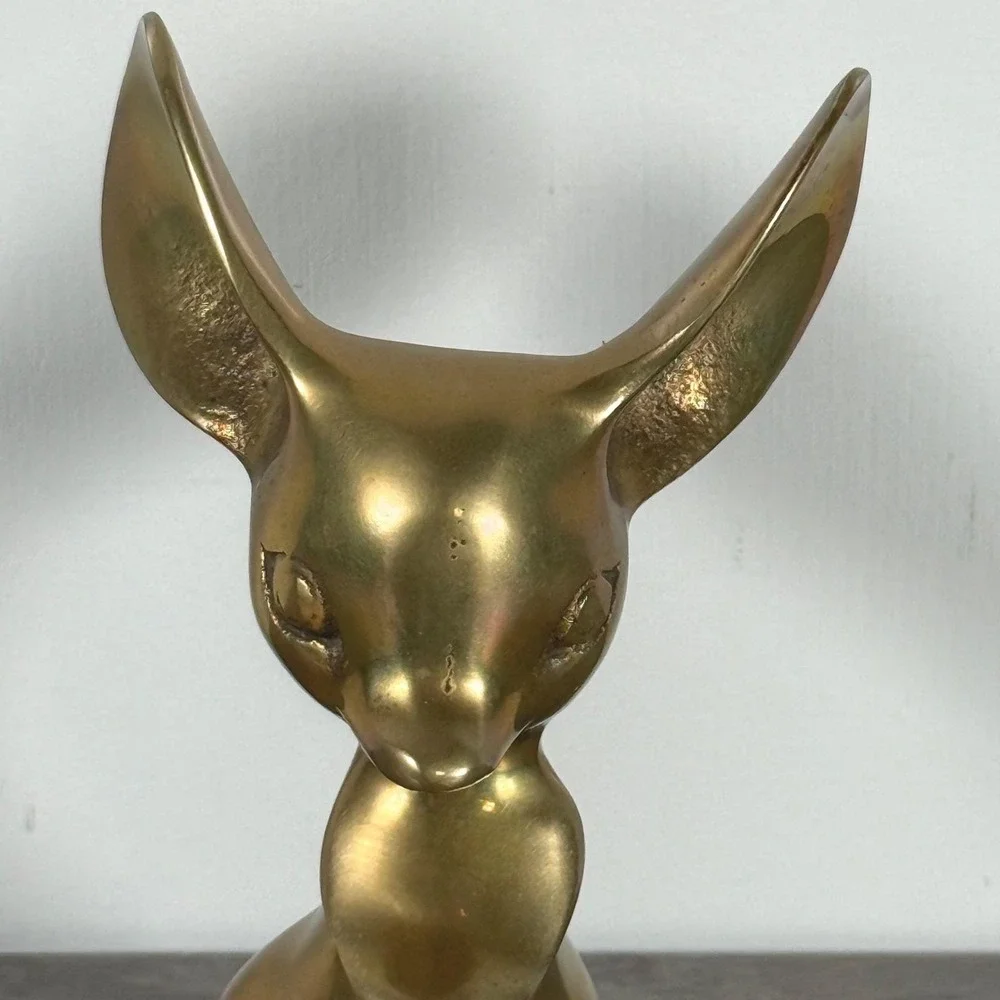 Big Ear MCM Stylized Solid Brass Mouse Figurine Made in Korea 5.25